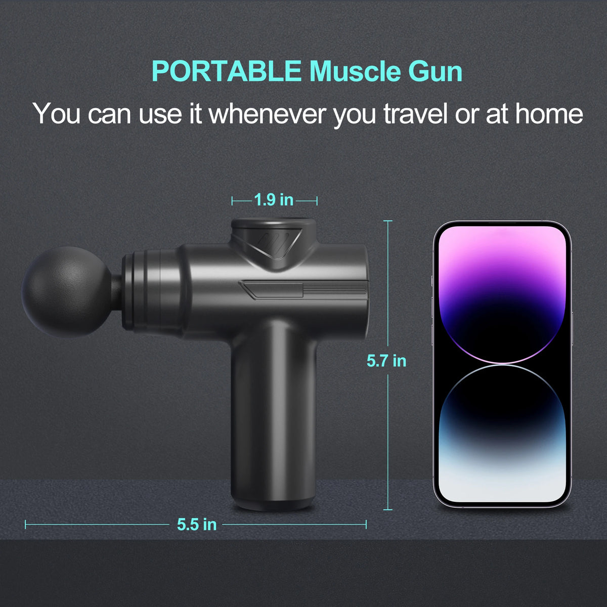 Leercon Portable Fascial Massage Gun 6 Speeds 4 Heads