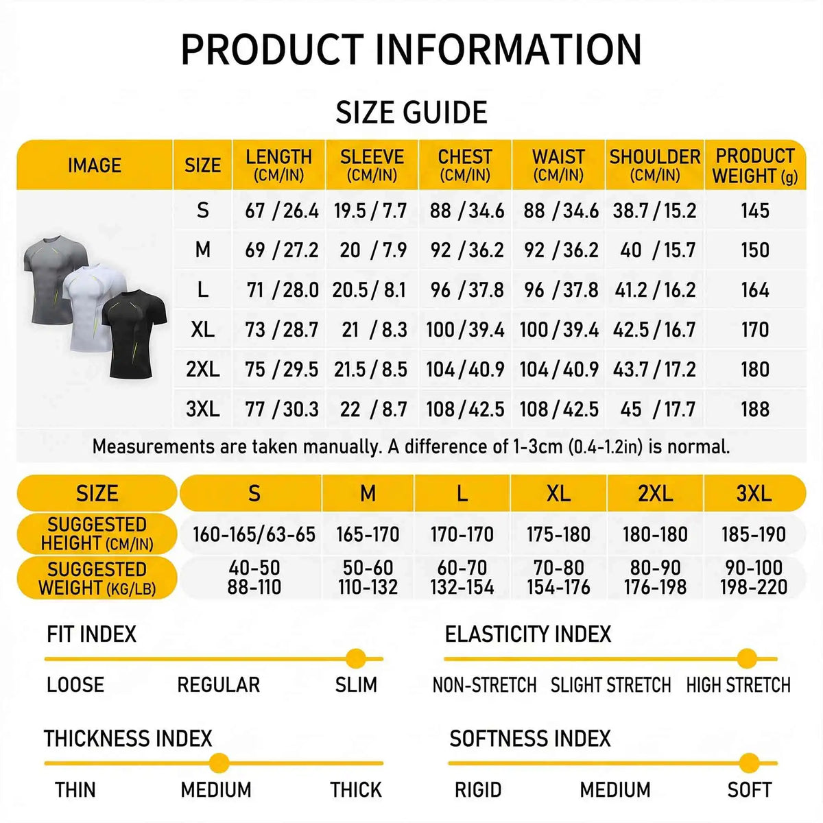 Mens Compression Workout Shirt Quick Dry Moisture Wicking Tee
