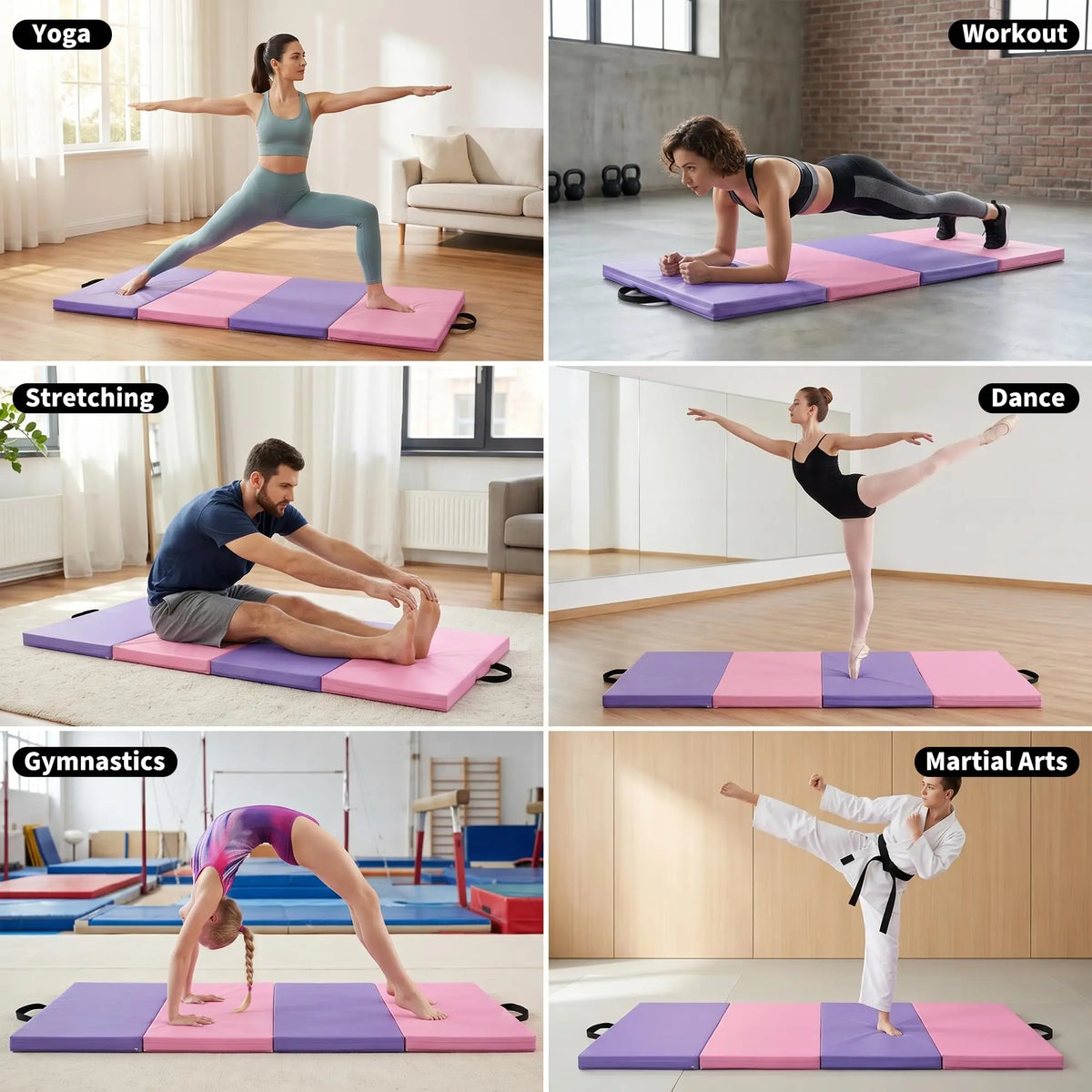 HiMISS Foldable Gymnastics Exercise Mat For Home Workouts