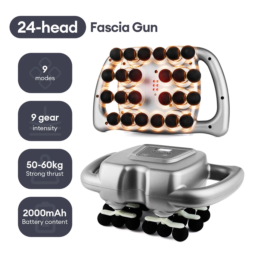 Foreverlily 24-Heads Fascia Gun High Frequency Vibration Body Massager