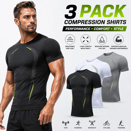 Mens Compression Workout Shirt Quick Dry Moisture Wicking Tee