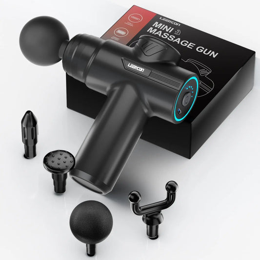 Leercon Portable Fascial Massage Gun 6 Speeds 4 Heads