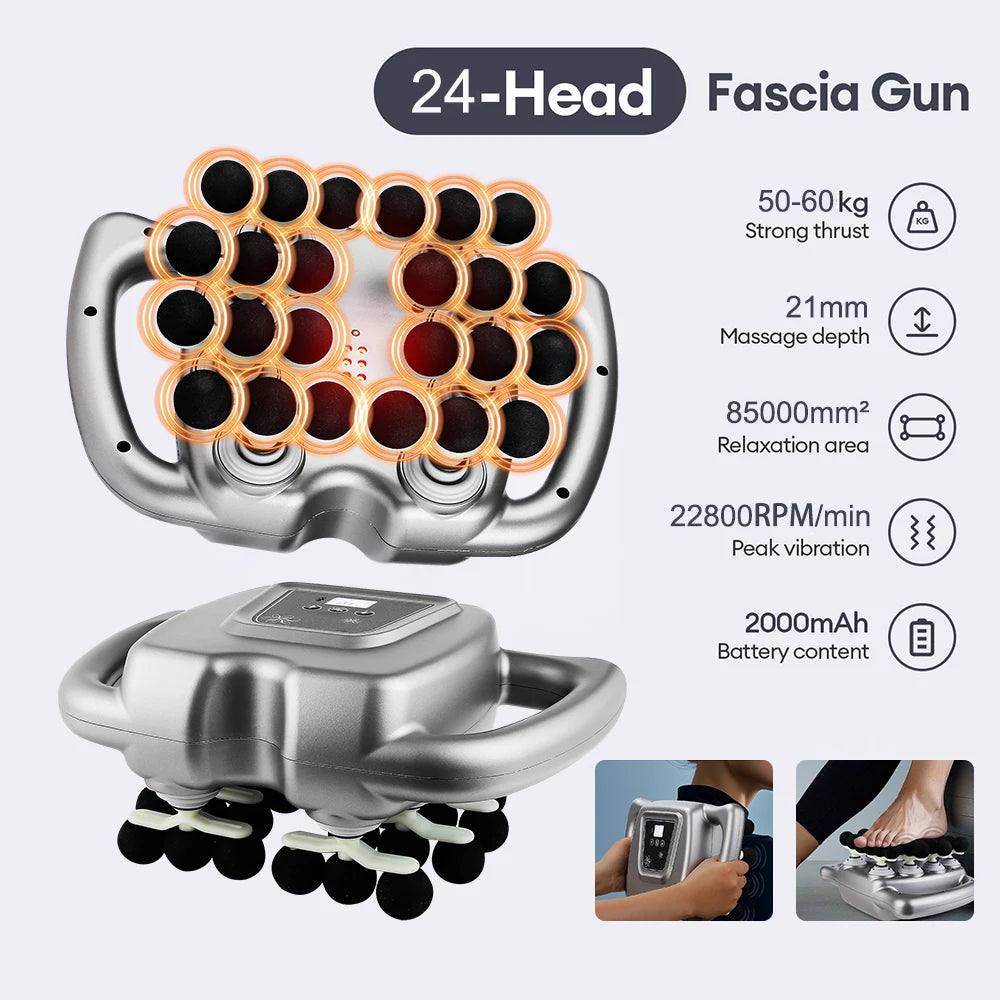 Foreverlily 24-Heads Fascia Gun High Frequency Vibration Body Massager