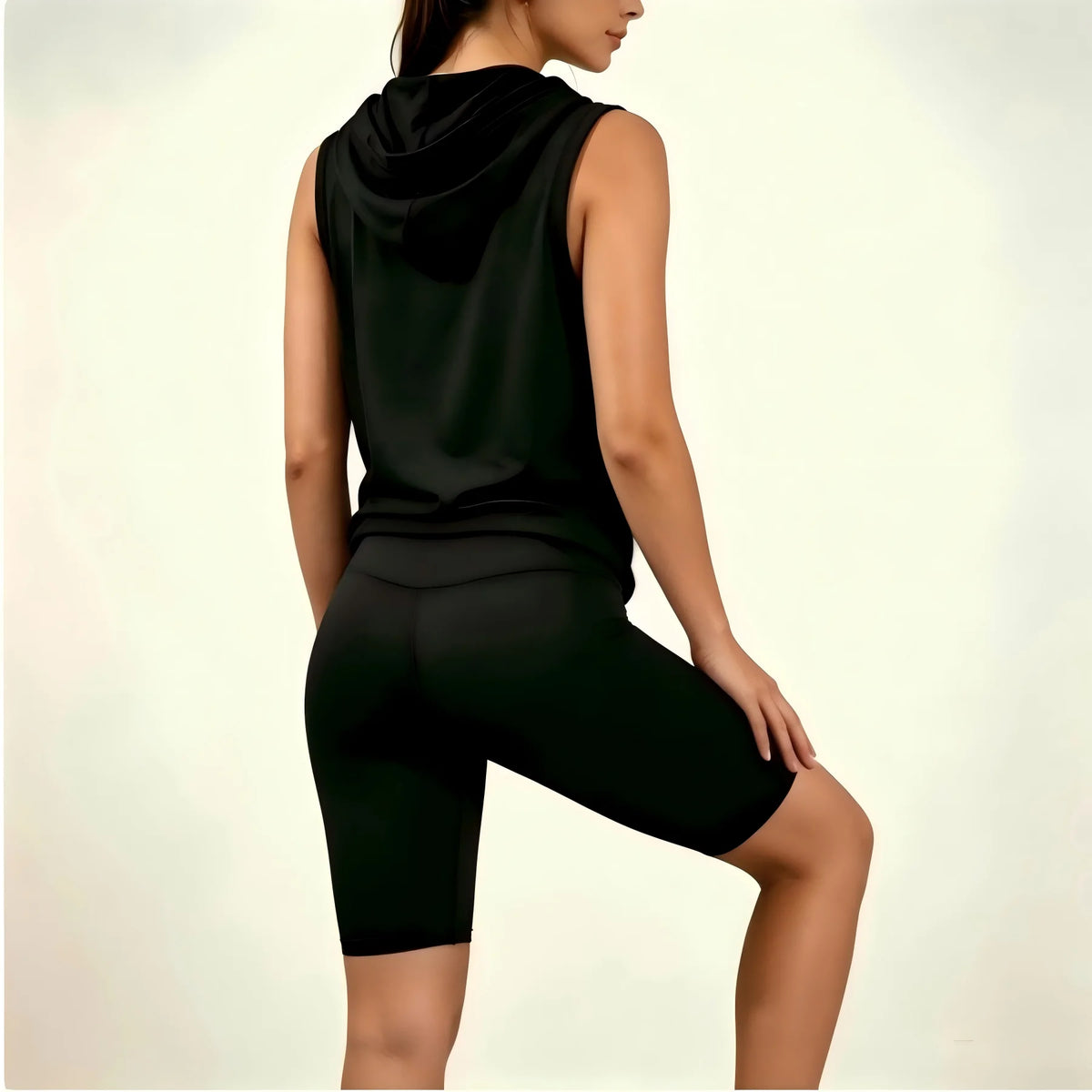 Women Faith Graphic Hooded Tank Top With Biker Shorts Set
