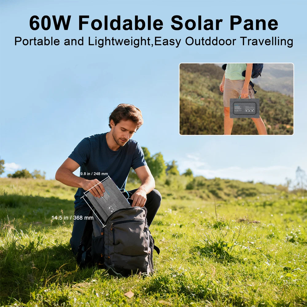E-POWO 60W Foldable Solar Panel With IP67 Waterproof Charger