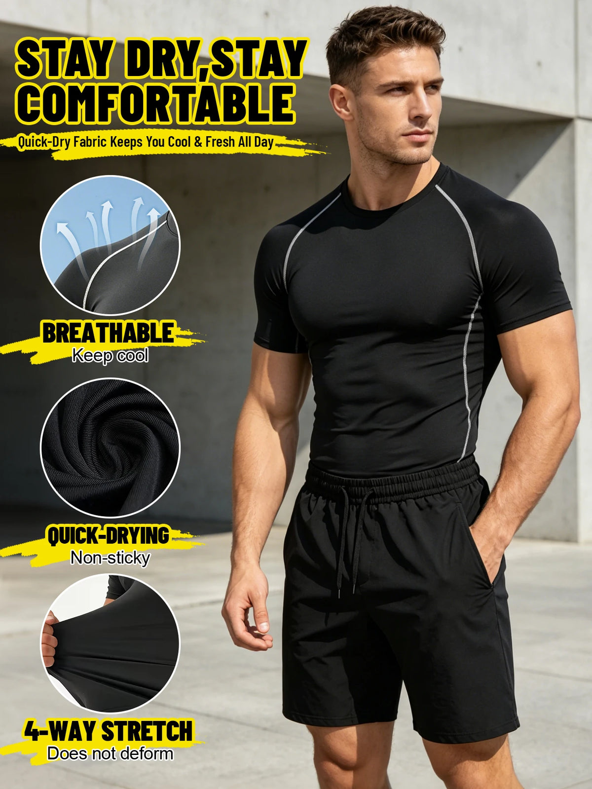 Men's Quick Dry Two Piece Athletic Workout Training Set