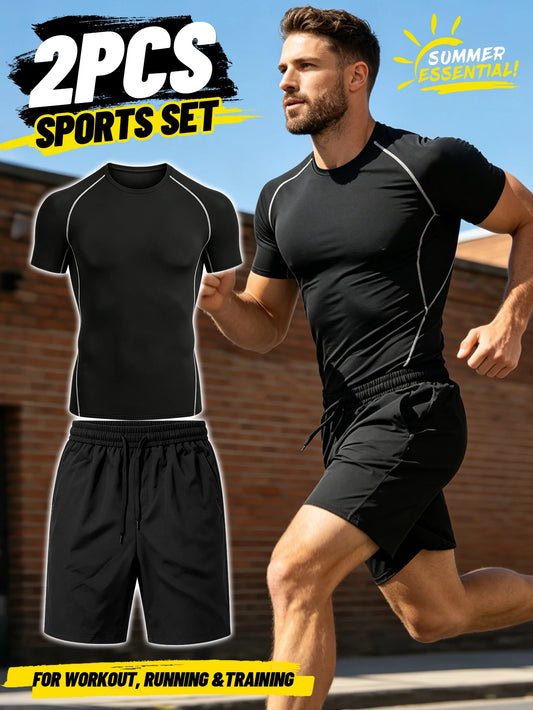 Men's Quick Dry Two Piece Athletic Workout Training Set